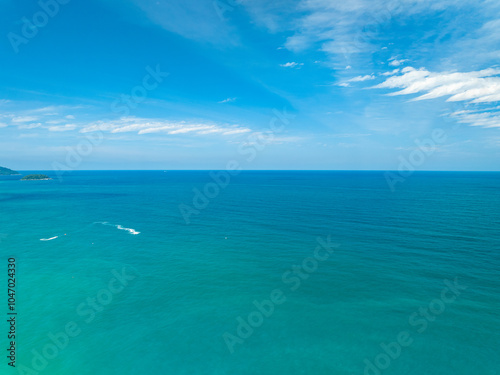 Beautiful sea summer landscape in high travel season in Thailand, Nature sky sea background,High angle view seascape nature view