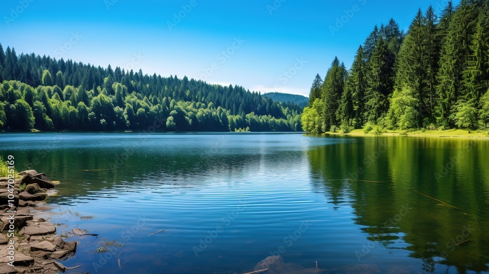 Fototapeta premium Nature's magnificent, beautiful and tranquil river illustrations,generated with AI.