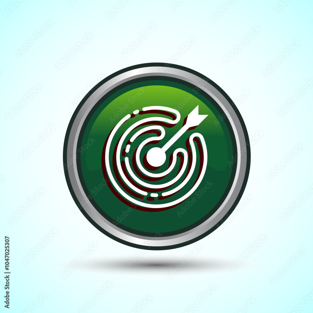 Target goal icon design illustration, Goal sign symbol, Green color round button design Target goal icon design illustration, Goal sign symbol, Green color round button design