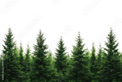 Lush Green Trees Against a White Background