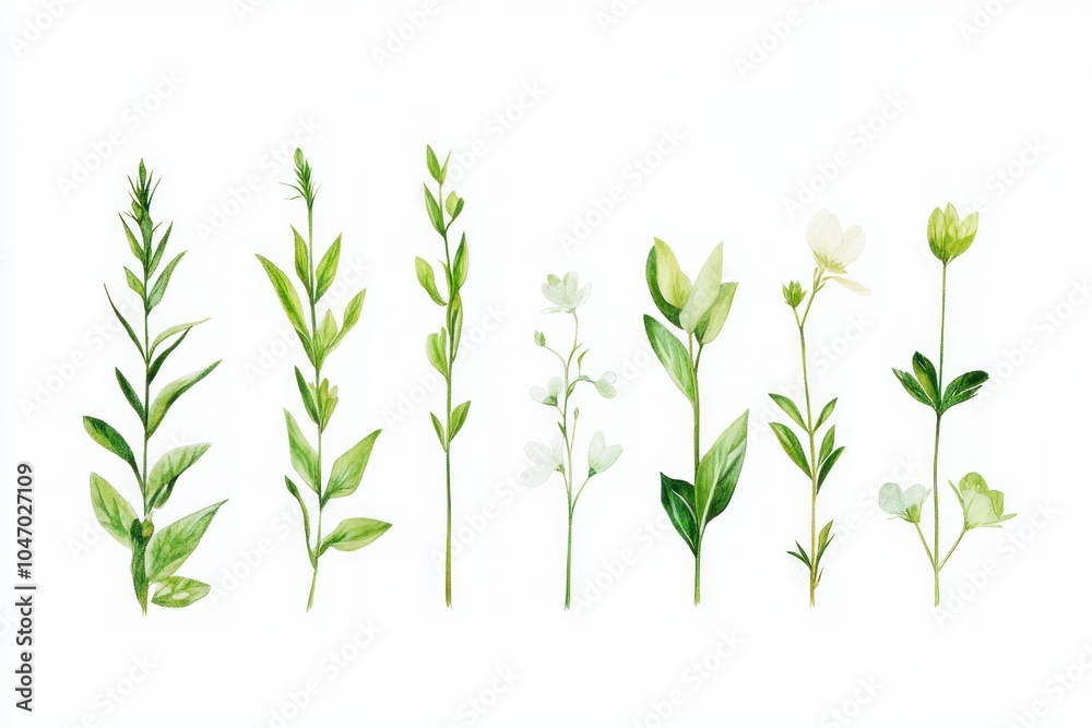 Fototapeta premium Greenery Collection of Various Botanical Elements