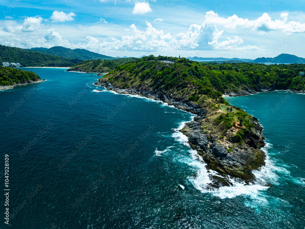Beautiful sea summer landscape in high travel season in Thailand, Nature sky sea background,High angle view seascape nature view Beautiful sea summer landscape in high travel season in Thailand, Nature sky sea background,High angle view seascape nature view