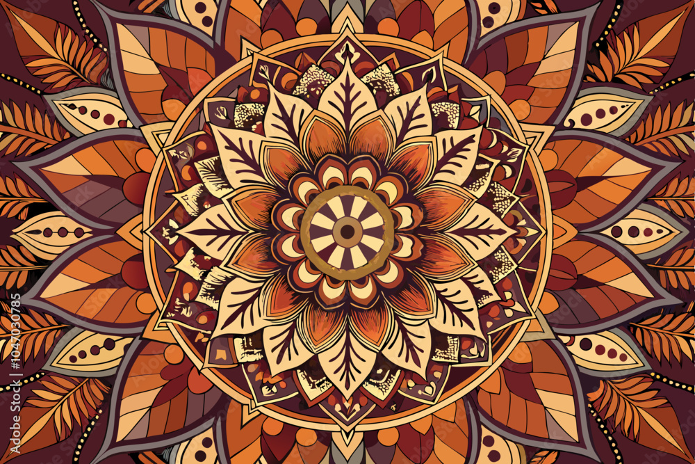Boho Mandala Vector Art with Intricate Patterns and Earthy Tones Boho Mandala Vector Art with Intricate Patterns and Earthy Tones
