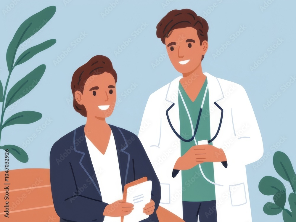 Doctor and Hispanic patient, smiling doctor and patient vector illustration Doctor and Hispanic patient, smiling doctor and patient vector illustration