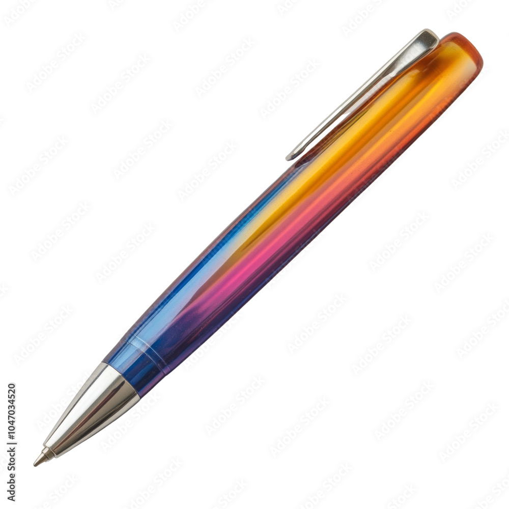 Colorful Pen with Gradient Design on a White Background Colorful Pen with Gradient Design on a White Background
