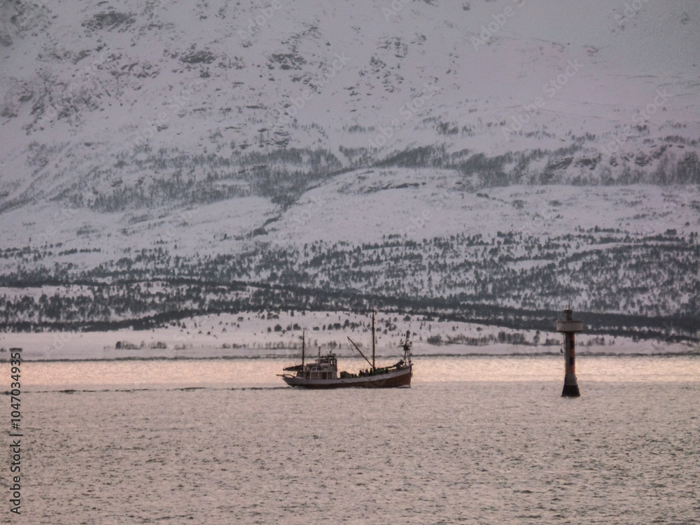 Obraz premium Tromso, Norway, Sunset Beach
