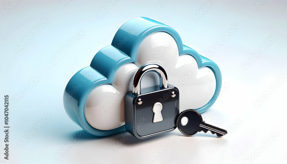 3D Glossy Cloud Icon with Lock and Key Concept - Security Competence in ...