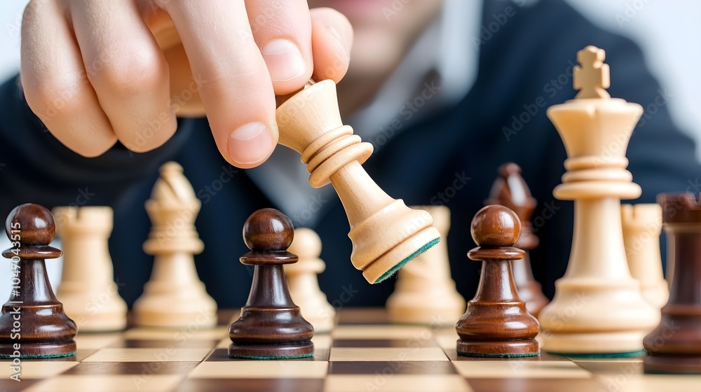 Hands Carefully Positioning Chess Piece Across the Game Board Conceptual of Strategic Thinking Problem Solving and Decision Making in Business and Finance Hands Carefully Positioning Chess Piece Across the Game Board Conceptual of Strategic Thinking Problem Solving and Decision Making in Business and Finance