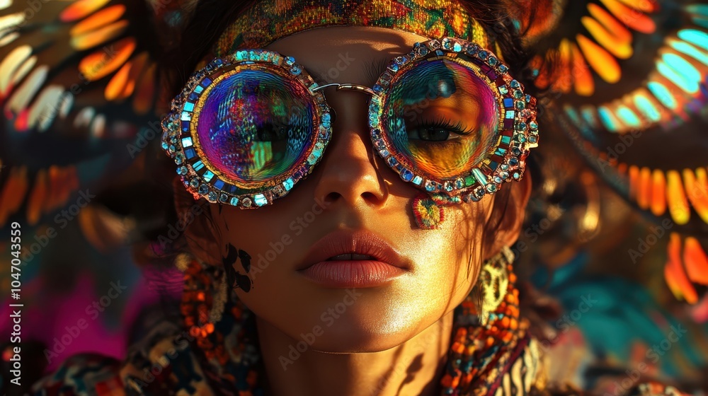 A person in deep focus, surrounded by layers of intense, vibrant colors. A person in deep focus, surrounded by layers of intense, vibrant colors.