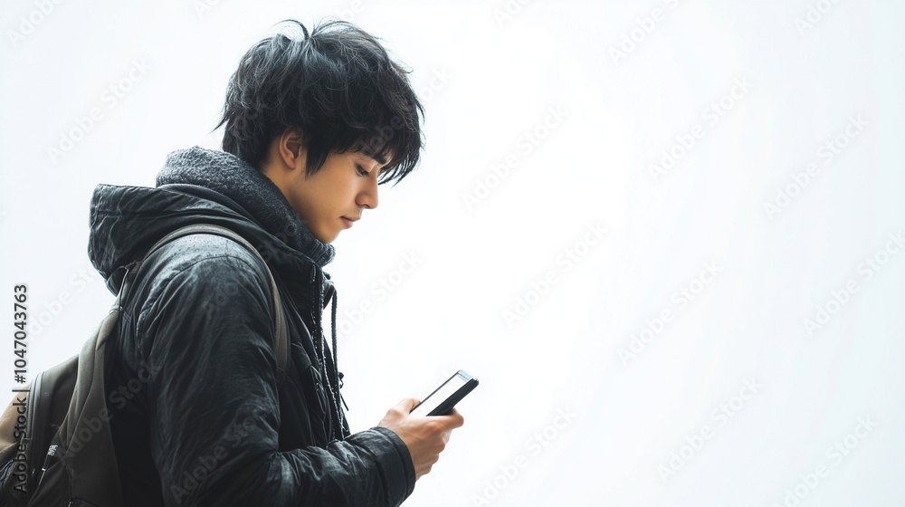 携帯を持った男性 携帯を持った男性