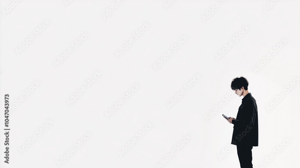 Obraz premium 携帯を持った男性