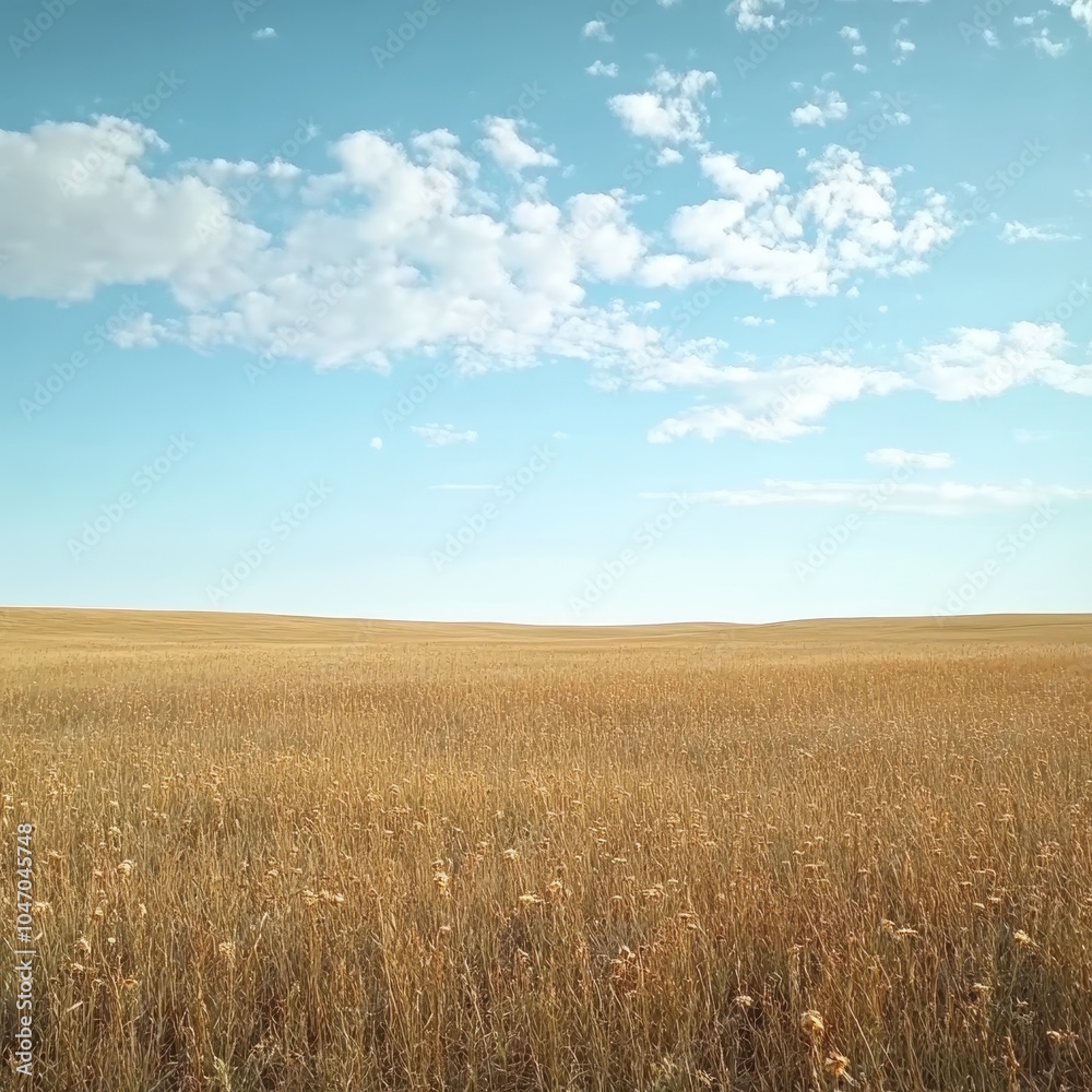 A prairie with rolling golden grass, a few scattered wildflowers. A prairie with rolling golden grass, a few scattered wildflowers.
