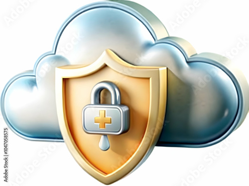 Glossy Background Tech Savvy Healthcare IT Manager Cloud Security Oversight High Tech Digital Dashboard Concept Copy Space for Text Branding Importance of Cloud Solutions in Healthcare