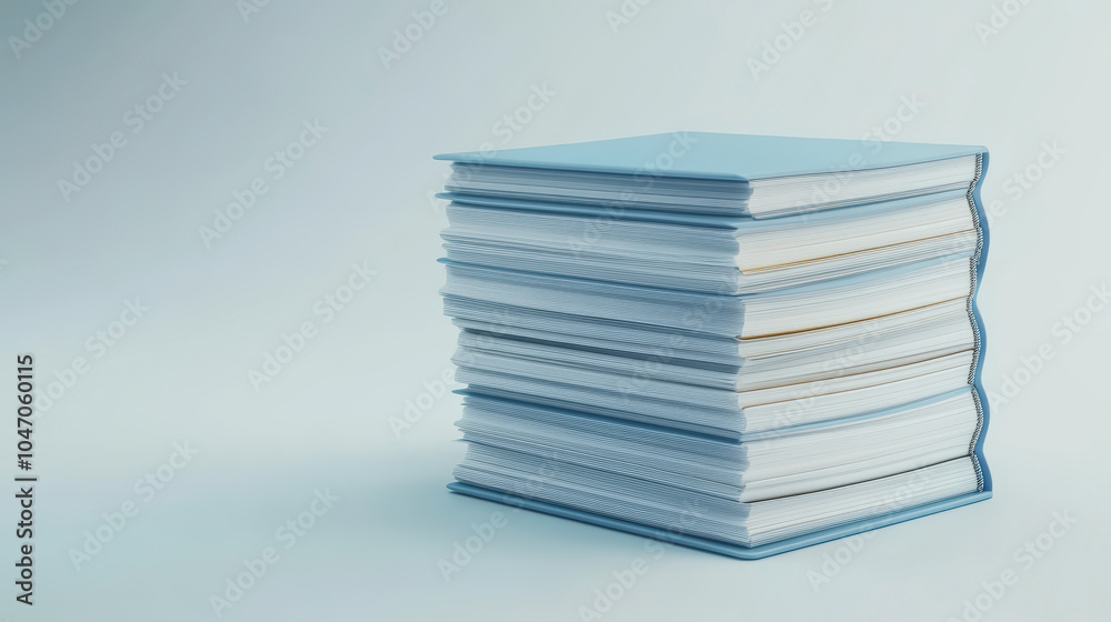 A neatly stacked pile of blue hardcover books, arranged against a soft, light background, evokes themes of knowledge and organization. A neatly stacked pile of blue hardcover books, arranged against a soft, light background, evokes themes of knowledge and organization.
