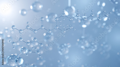 prucalopride molecular structure 3d, prokinetic agents, structural chemical formula view from a microscope photo