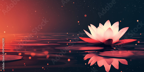 Lotus of immortality blooming in a celestial pool, illustration art photo