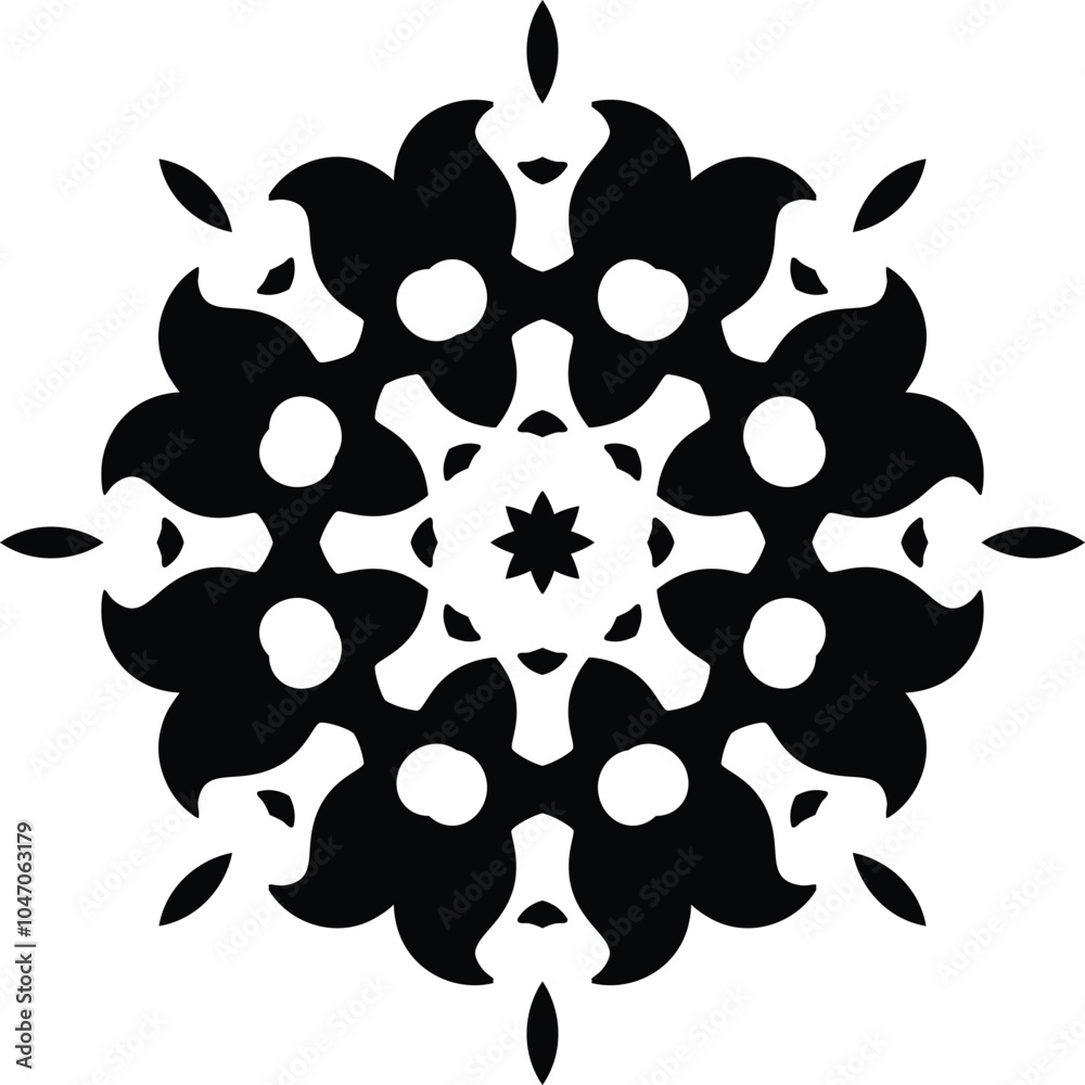 Fototapeta premium Flower Mandala Meaning Circular Pattern in Form of Mandala With Flower for Henna, Mehndi, Tattoo, Decoration Decorative Ornament in Ethnic Oriental Style.
