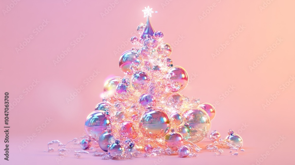shiny pink 3d abstract christmas tree made with glass. shiny pink 3d abstract christmas tree made with glass.