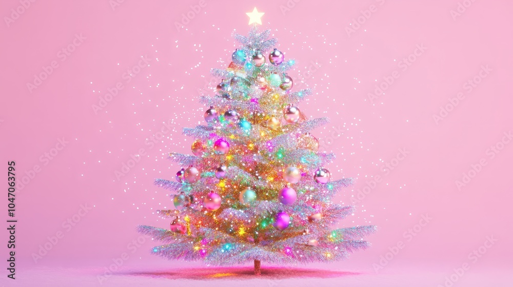 shiny pink 3d abstract christmas tree made with glass. shiny pink 3d abstract christmas tree made with glass.