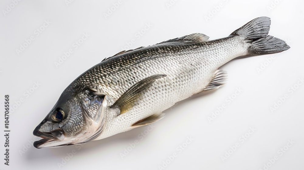 Fototapeta premium Fresh Sea Bass on White Background