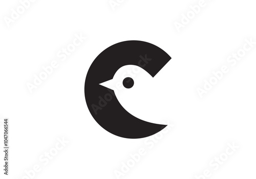 Capital letter C and sparrow birds vector design for your company