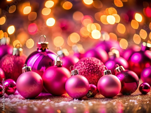 Bright Pink Christmas Ornaments in a Tilt-Shift Wonderland for Festive Decor Inspiration