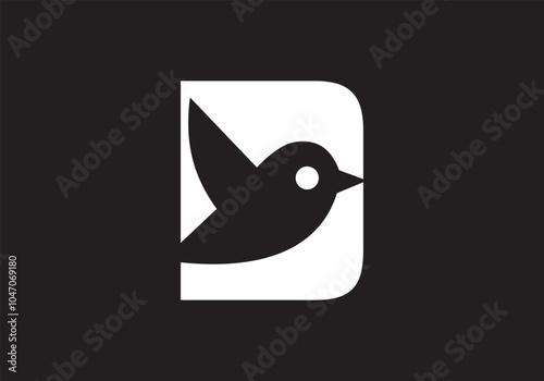 Capital letter D and sparrow birds vector design for your company photo