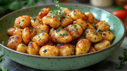 Fried Gnocchi with Herbs - Food Photography