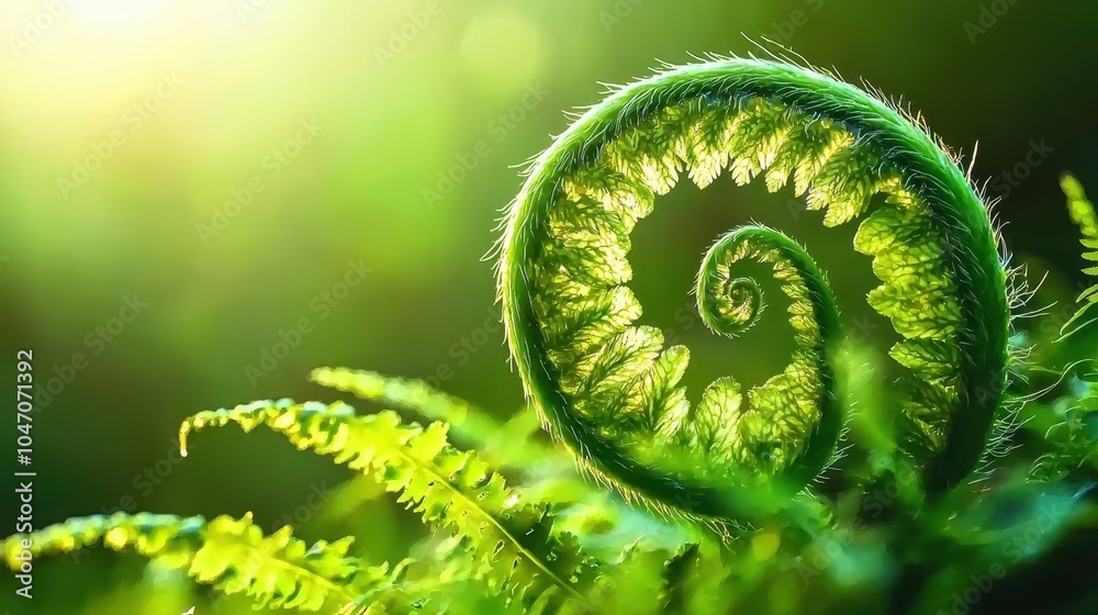 Lush Green Fern Unfurling Its Fronds in Soft Light Lush Green Fern Unfurling Its Fronds in Soft Light