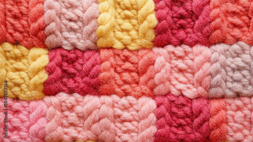 Soft wool knitwear in a checkered pattern, with detailed close-up on the texture and fabric design, suitable for winter fashion. Soft wool knitwear in a checkered pattern, with detailed close-up on the texture and fabric design, suitable for winter fashion.