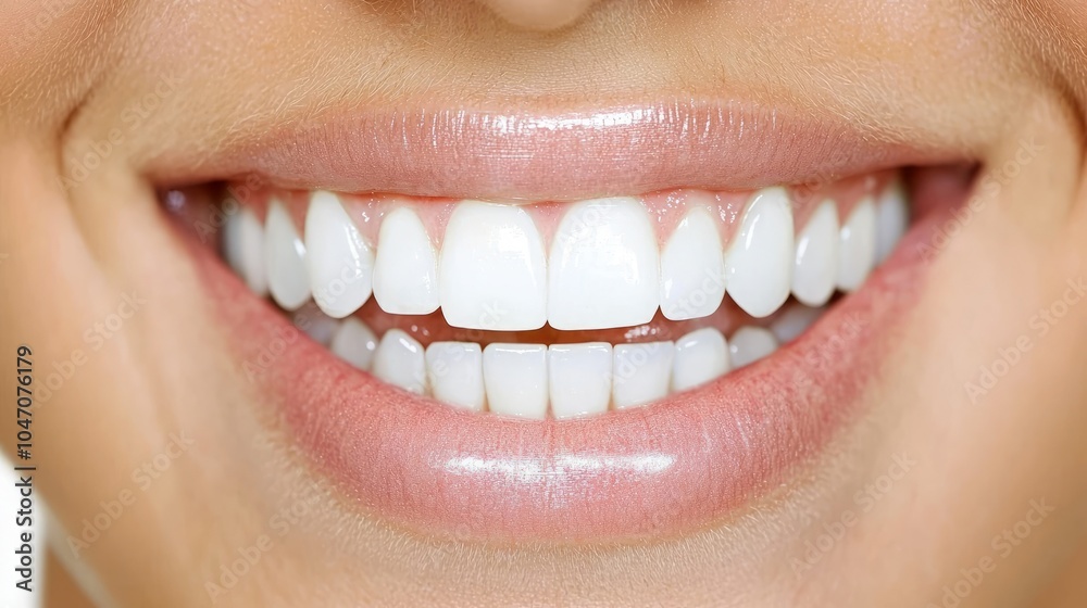 Close-up of a woman's bright, white smile. Close-up of a woman's bright, white smile.