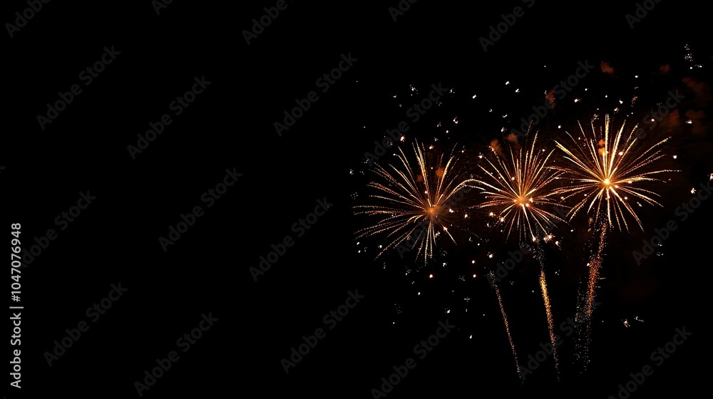 Fireworks lighting up the dark sky in celebration, leaving room for copy or messages at the bottom. Fireworks lighting up the dark sky in celebration, leaving room for copy or messages at the bottom.