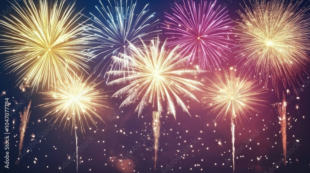 Stunning firework display lighting the dark sky, with ample room at the bottom for copy Stunning firework display lighting the dark sky, with ample room at the bottom for copy