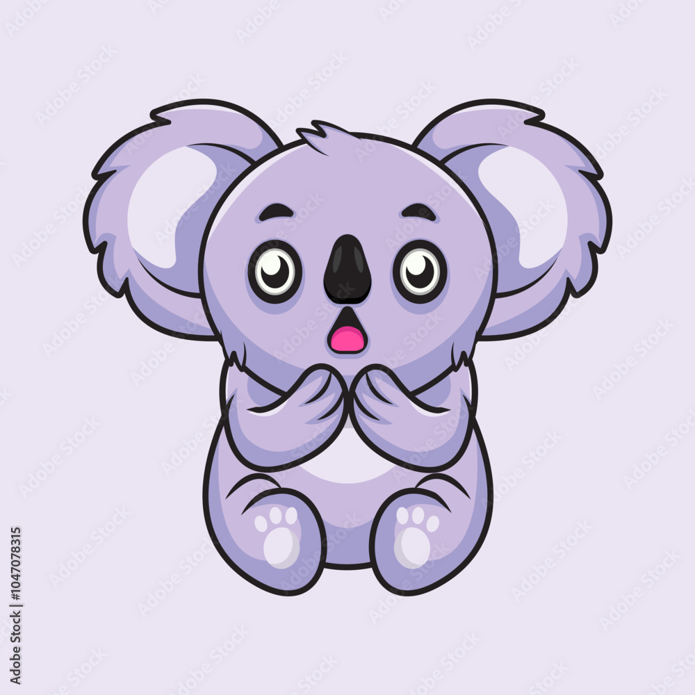 Obraz premium Cute Koala Cartoon Vector Illustration. Surprised Animal Concept Vector Isolated. Flat Cartoon Style