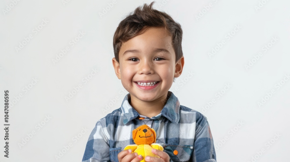 Smiling Boy with Stuffed Toy Smiling Boy with Stuffed Toy