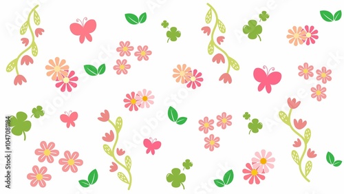 Flowers Pattern in White Background 