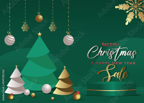 Merry Christmas typography. Christmas calligraphy with gifts and ornaments. Banner, postcard, or poster design element. Vector illustration for Christmas.