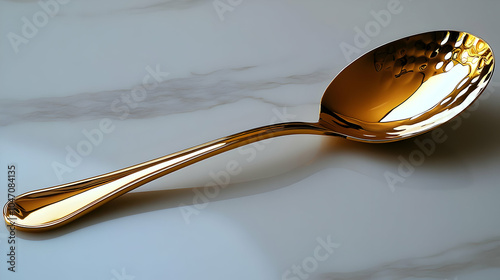 Gold Spoon on Marble Background - Illustration photo