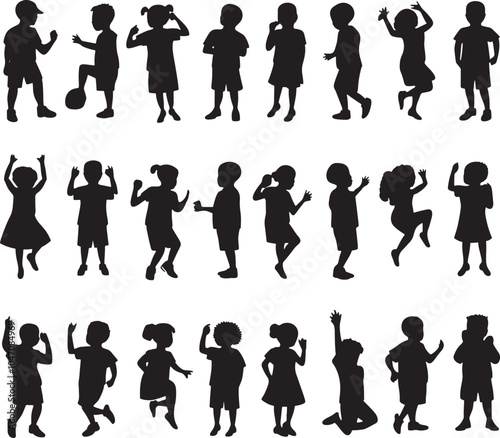 Children Silhouette Vector Graphic Pack