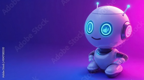 AI technology for generating new ideas machine learning chatbot for assistance smart robot with AI chip brainstorming new lightbulb idea with copyspace for text