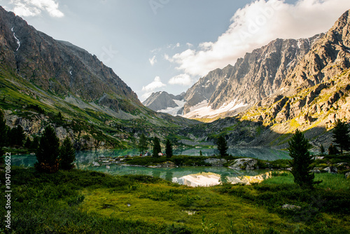 beautiful mountain lake Kuyguk in Altai photo