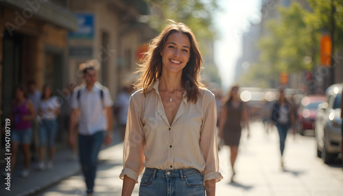 joyful woman in her late 20s - authentic photography