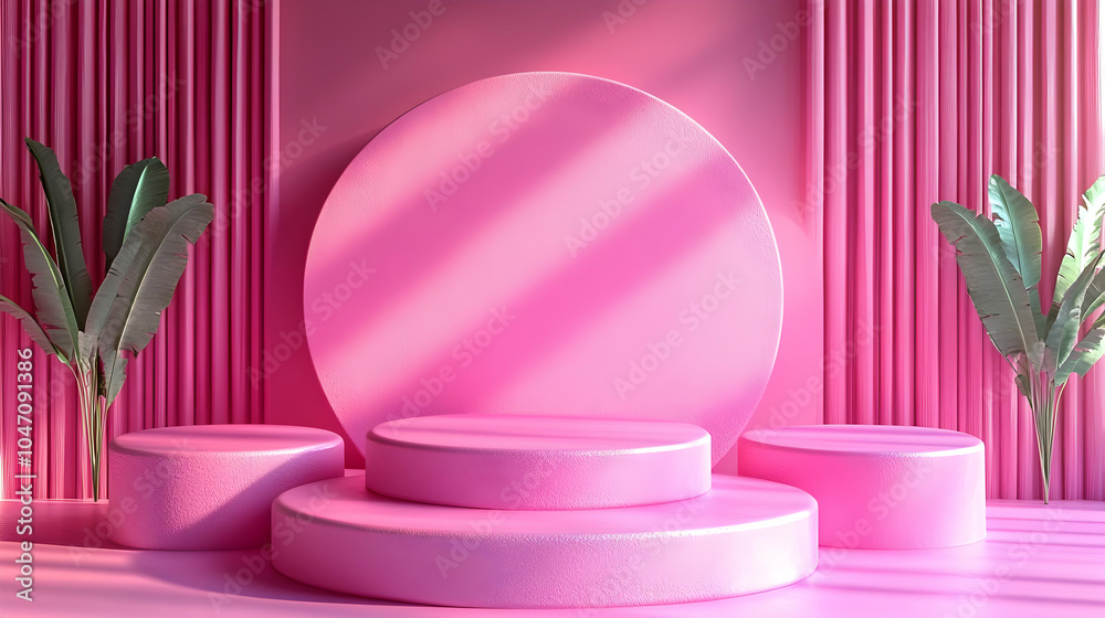 Pink Product Display Stand 3D Illustration Pink Product Display Stand 3D Illustration