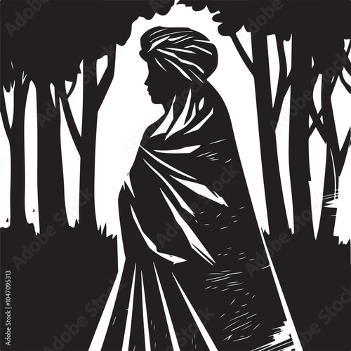 Middle Eastern Woman Silhouette Vector Graphic Illustration