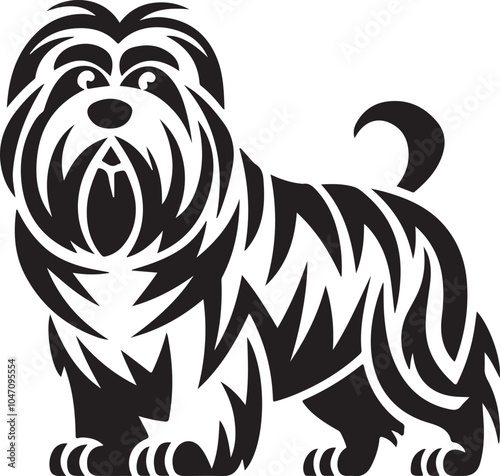 Old English Sheepdog Stylized Tribal Illustration