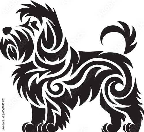 Old English Sheepdog Stylized Tribal Vector Graphic