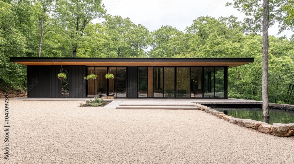 A modern farm entrance featuring sliding greenhouse doors, hanging planters, and a sterilization pond, reflecting a clean, eco-conscious livestock setup. A modern farm entrance featuring sliding greenhouse doors, hanging planters, and a sterilization pond, reflecting a clean, eco-conscious livestock setup.