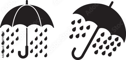 Umbrella Rain Silhouette Vector Graphic Set