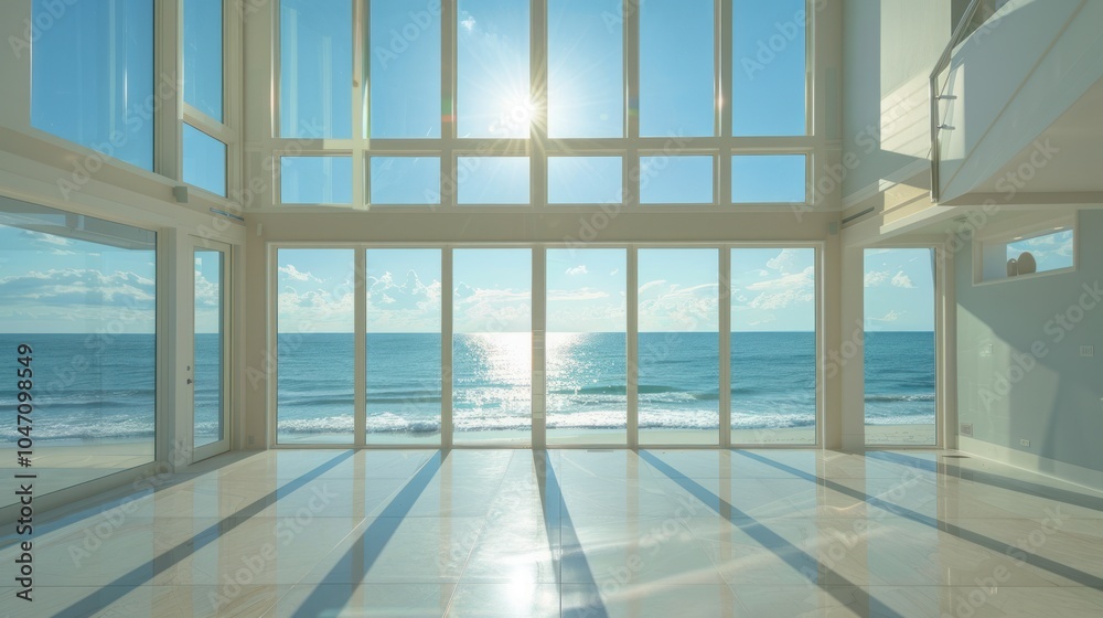 Modern Room with Large Windows Offering an Ocean View Modern Room with Large Windows Offering an Ocean View