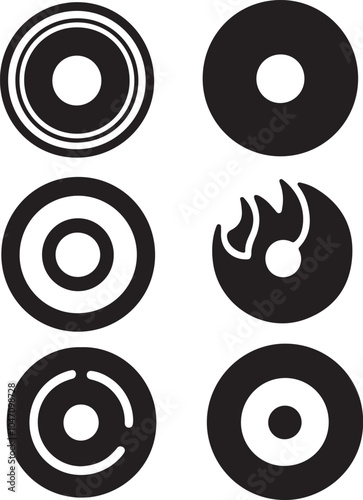 Vinyl Record Shape Vector Graphic Set